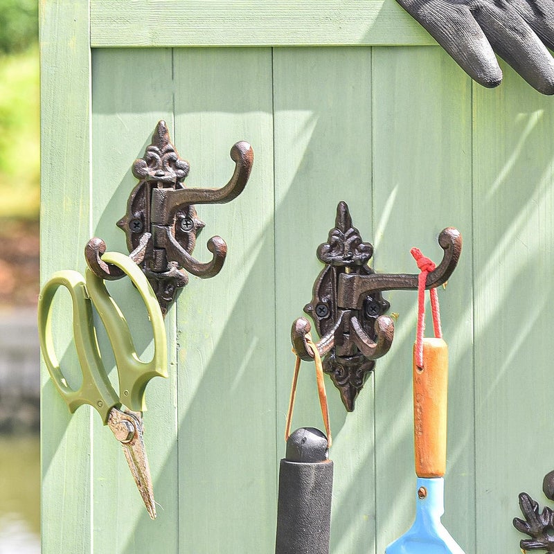 Sungmor 2-Pack Cast Iron 3-in-1 Flexible & Functional Swivel Wall Hook - Vintage Coat Hook Garden Planter Hanger - Heavy Duty Solid Metal Swing Hook - Clothes Hats Towels Bags Pots Tools Hanger - Image 3
